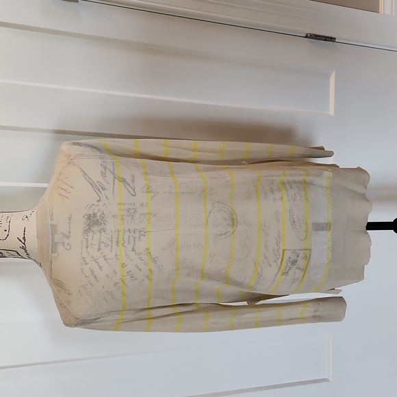 Loft Tan and Yellow stripes sheer open cardigan - Picture 4 of 5